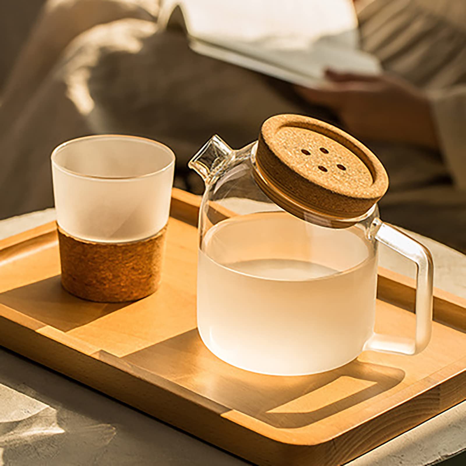 Amazon | コルクのふたの冷水容器が付いている茶釜のガラス